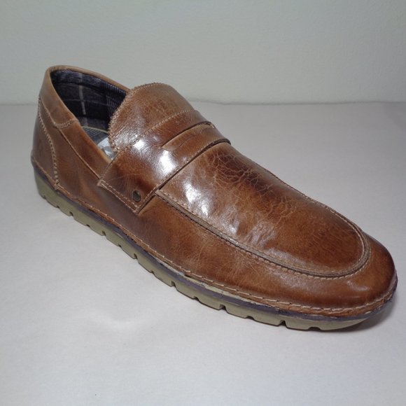 Roan Size 11 M FAULKNER Tan Rustic Leather Slip On Loafers New Men\'s Shoes main image 11